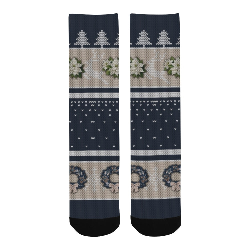 Have a Holly Dolly Christmas- Blue & Tan Custom Socks